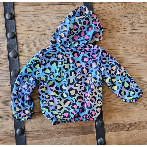 Shein Leopard Print Rainbow Windbreaker Jacket sz 5T - Picture 4 of 5
